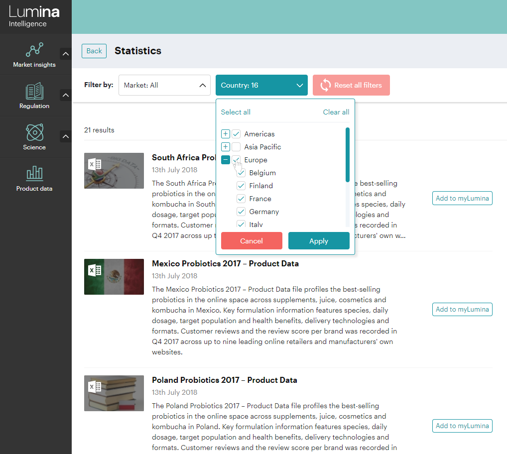 Lumina Intelligence product data