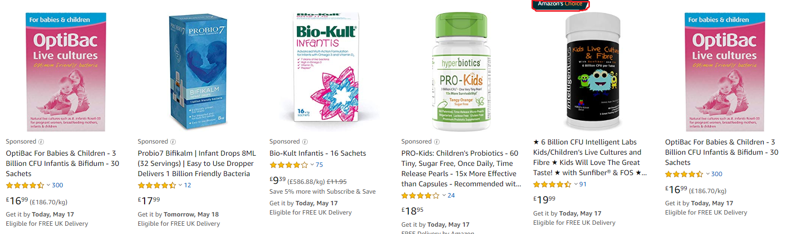 amazon search results probiotics for children