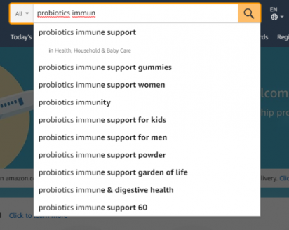 Above: Amazon.com predictive search